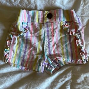 BABY GIRL rainbow striped shorts. Size 0-3 months stretchy waistband